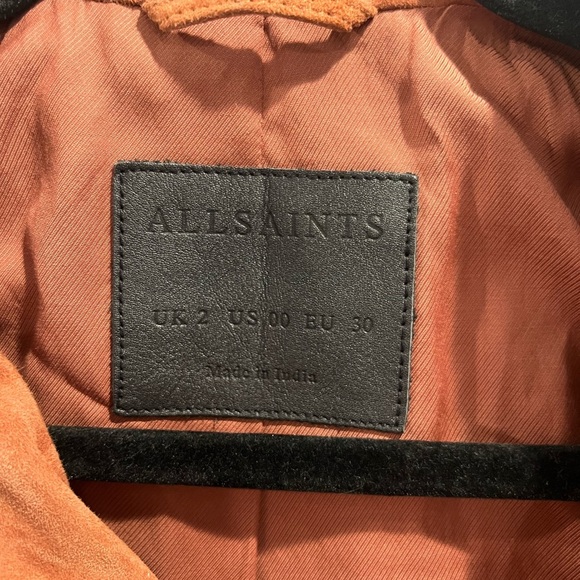 All Saints rose leather suede Cole biker jacket - Picture 6 of 8